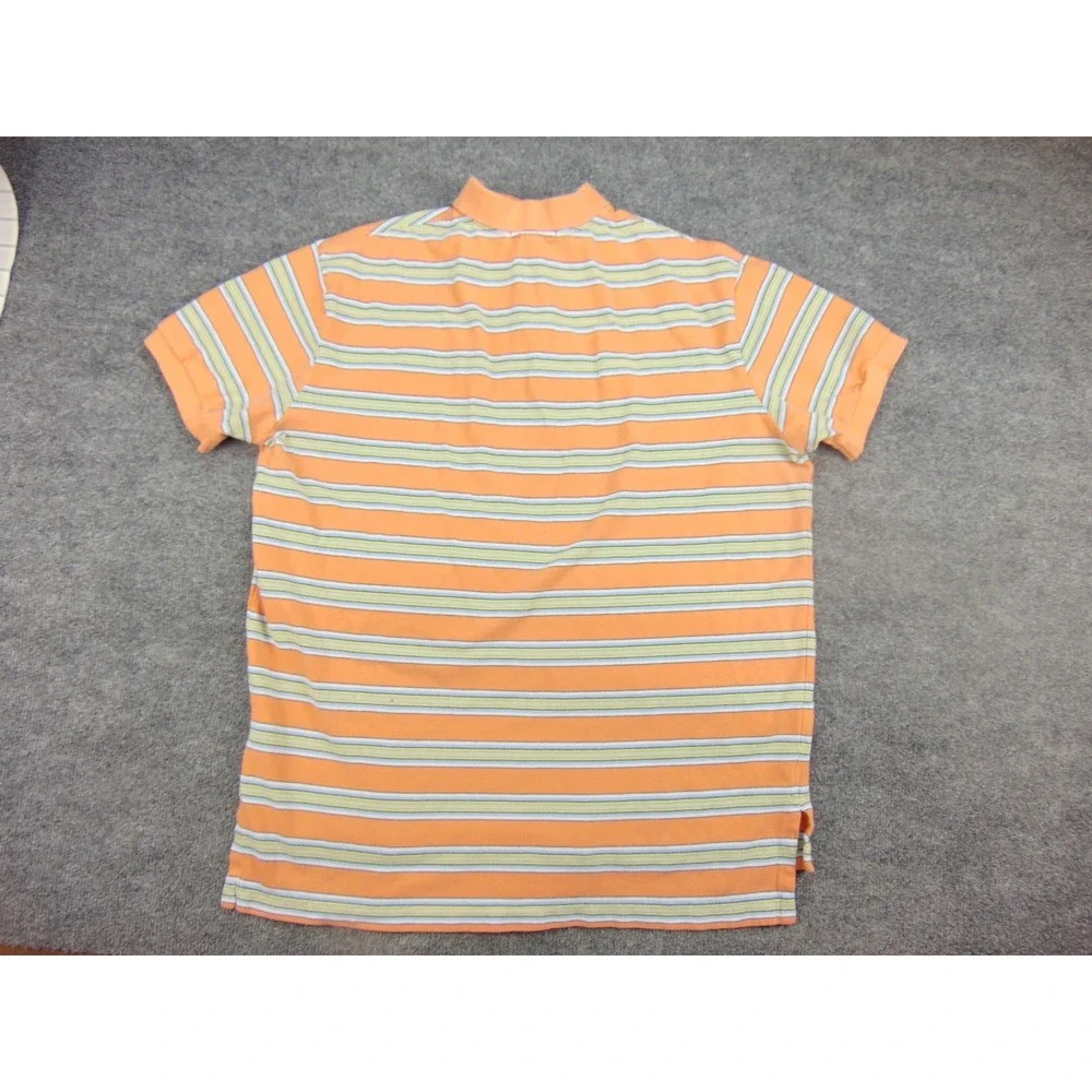 Polo Ralph Lauren Polo Shirt Mens XL Orange Striped Cotton Classic Preppy